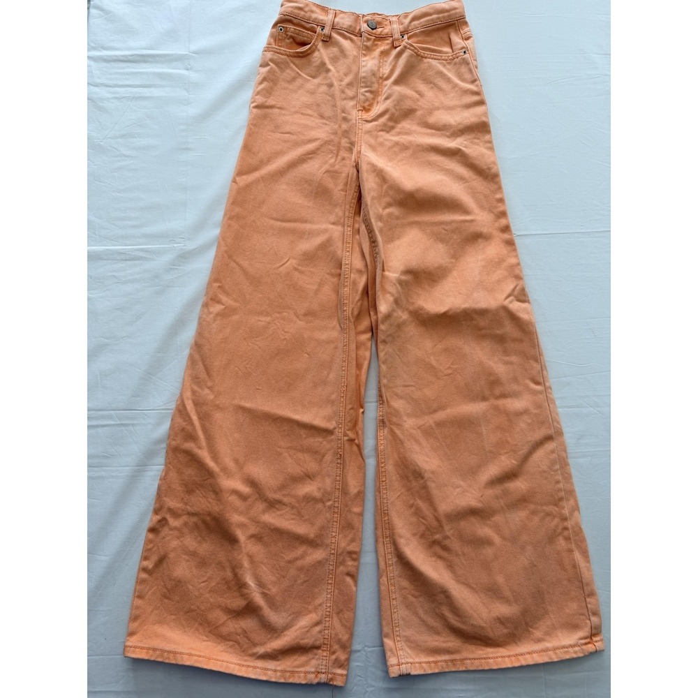 BDG Low A-Wide Wide Leg Jeans Womens 25 Orange Light Wash Low Rise Relaxed 25x29